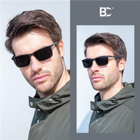 Mens Sunglasses Polarized UV Protection: Classic Shades for Men Driving Fishing - Picture 4 of 6